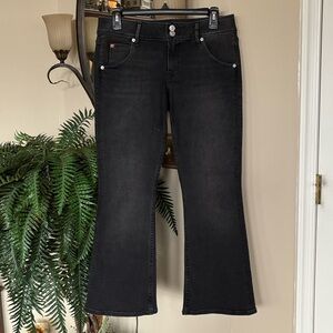 Hudson Collin Midrise Bootcut Crop Black Wash Stretch Jeans